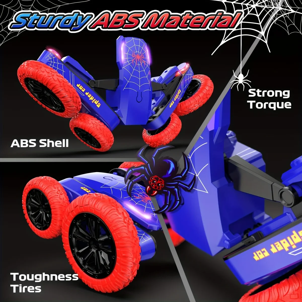 Afstandsbediening auto - Dubbelzijdige mini RC stuntauto, 360° roterende 4WD off-road RC auto met koplampen, 2,4 GHz oplaadbare speelgoedauto voor jongens van 4-7 en 8-12 jaar, ideaal als cadeau voor verjaardag en kerst. - Afbeelding 5