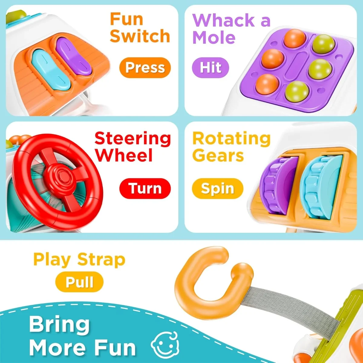 10-in-1 Baby Activiteitenkubus | Montessori Reisspeelgoed voor Peuters 6-36 Maanden | Educatief Cadeau - Afbeelding 6