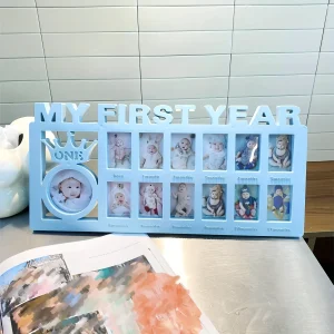 Herinneringenbewaarlijst Fotolijst - Gepersonaliseerd Doe-Het-Zelf Tafelblad Display voor Herinneringen aan je Pasgeboren Baby met Makkelijk Foto-invoeg Geschenkidee