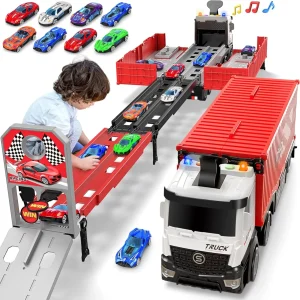 Vrachtwagen Racebaan Speelset | Truck met 8 Auto’s 3–6 Jaar