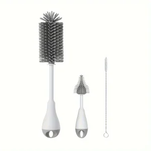 3-in-1 Siliconen Fles Borstel Set | Speen Rietjesborstel voor Drinkbekers